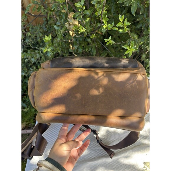 TIDING Full Grain Leather Backpack Travel Laptop Bag 15.6” Large Capacity Brown - Picture 14 of 16